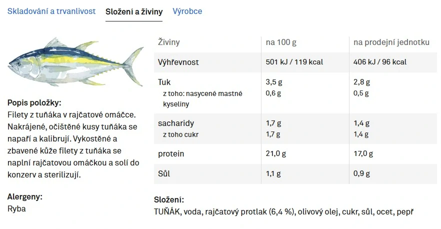Tuňákový filet v rajčatové omáčce 115g
