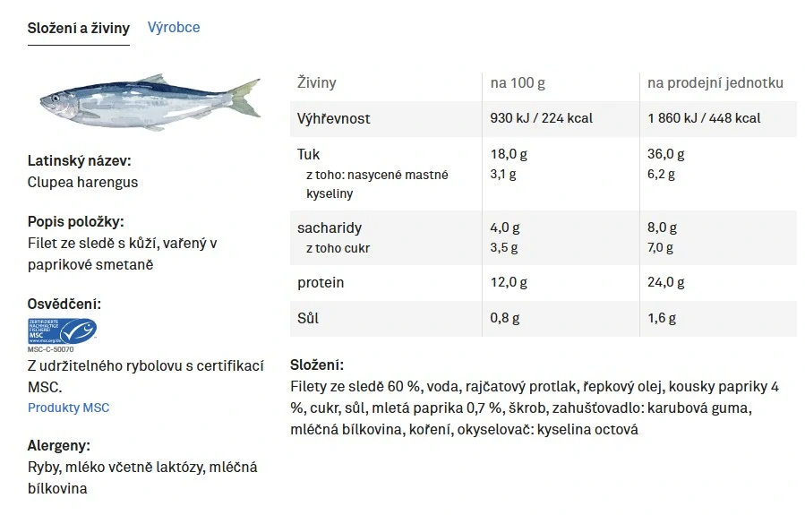 Sleďové filety v paprikové omáčce 200g